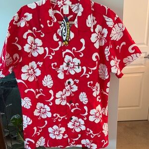 Vibrant Red Floral Men's Casual Shirt